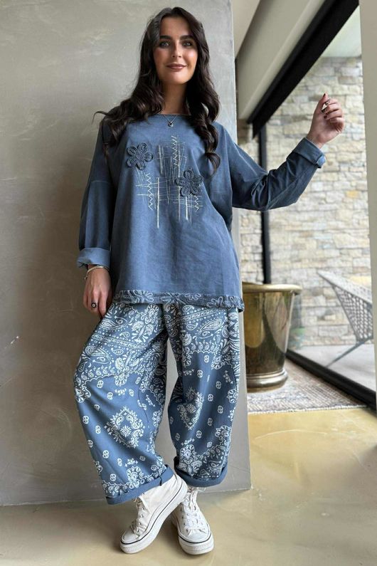 Bandana B Classic Sweatshirt Barrel Pant Denim